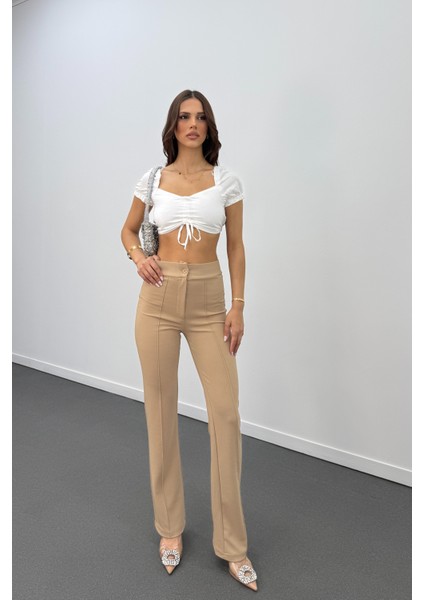 Leo Likralı Süper Yüksek Bel Kumaş Pantolon