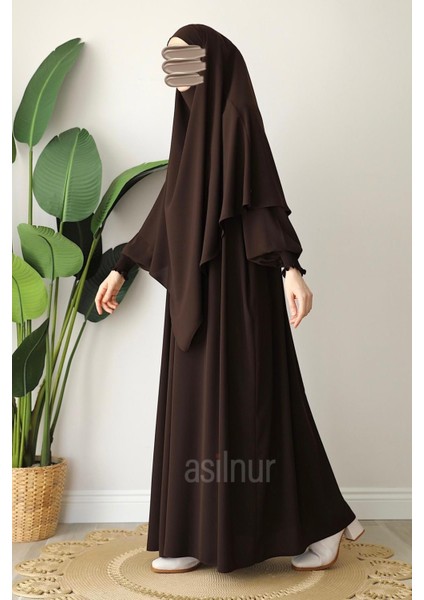 Alya Ferace Sufle Hediyeli Takım Kahverengi modelleri