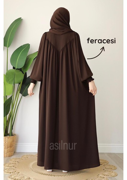 Alya Ferace Sufle Hediyeli Takım Kahverengi indirimleri