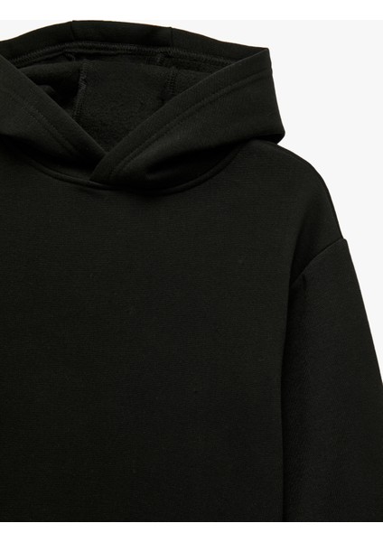 Oversize Şardonlu Uzun Kollu Basic Kapşonlu Sweatshirt modelleri