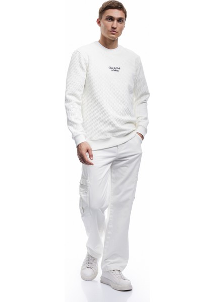 Uzun Kollu Bisiklet Yaka Dokulu Işlemeli Sweatshirt fiyatları