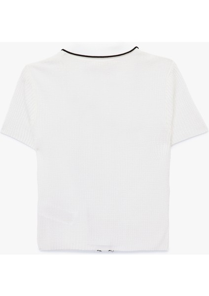 Cep Detaylı Düğmeli Polo Yaka Kısa Kollu Triko Kazak fiyatları