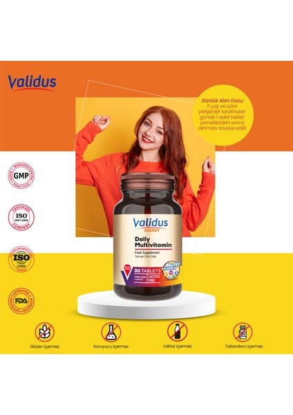 Günlük Enerji Desteği- Daily Multivitamin - Magnesium- D3 - K2 - Vitamin C