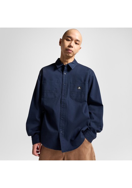 Classic Erkek Cepli Lacivert Gömlek
