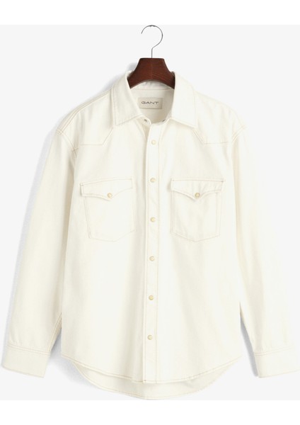 Erkek Bej Relaxed Fit Klasik Yaka Gömlek fırsatları