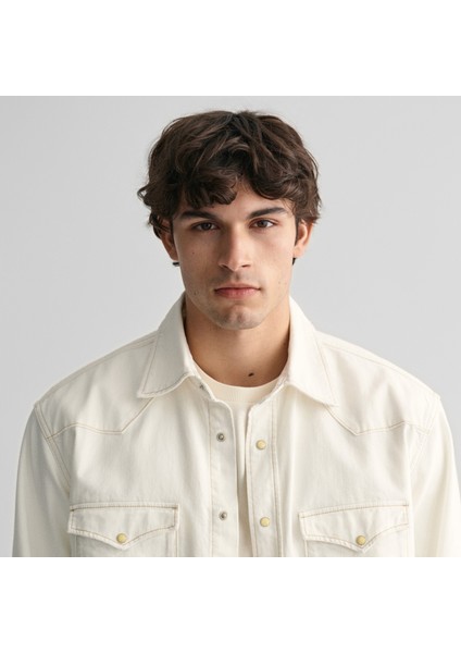 Erkek Bej Relaxed Fit Klasik Yaka Gömlek indirimleri