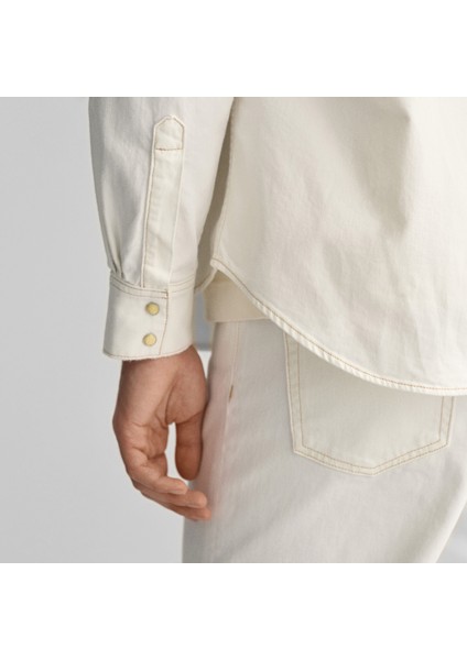 Erkek Bej Relaxed Fit Klasik Yaka Gömlek