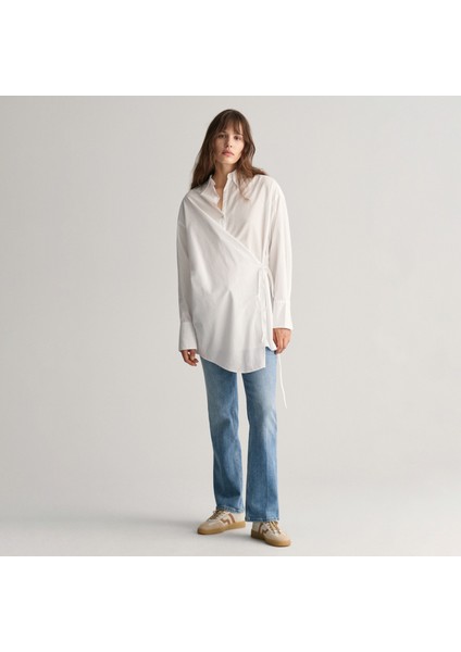 Kadın Beyaz Oversize Fit Klasik Yaka Gömlek fiyatları