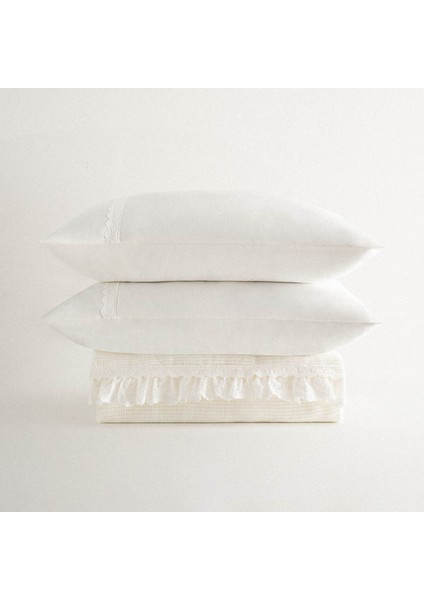 Alessa Çift Kişilik Pike Takımı %100 Organik Pamuk Jakarlı Krem 220X240 cm modelleri