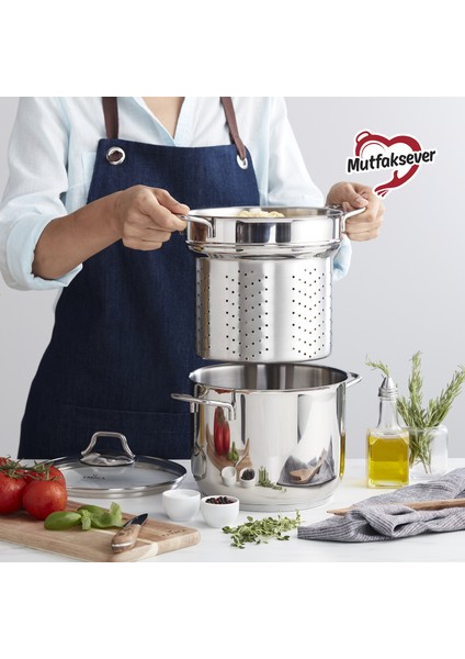 Mutfaksever 20 cm Derin Spagetti Tenceresi - 18/10 CrNi Paslanmaz Çelik, 5 Litre fiyatları