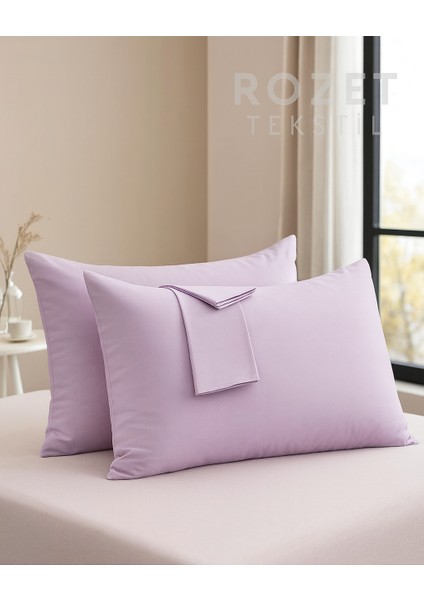 Mor Yastık Kılıfı Pamuk Kumaş Kapaklı (2 Adet) 50 x 70 cm