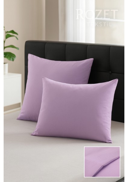 Mor Yastık Kılıfı Pamuk Kumaş Kapaklı (2 Adet) 50 x 70 cm