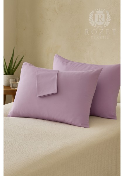 Mor Yastık Kılıfı Pamuk Kumaş Kapaklı (2 Adet) 50 x 70 cm