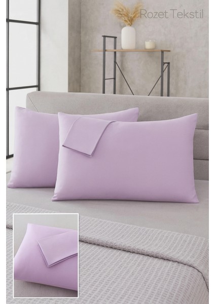 Mor Yastık Kılıfı Pamuk Kumaş Kapaklı (2 Adet) 50 x 70 cm