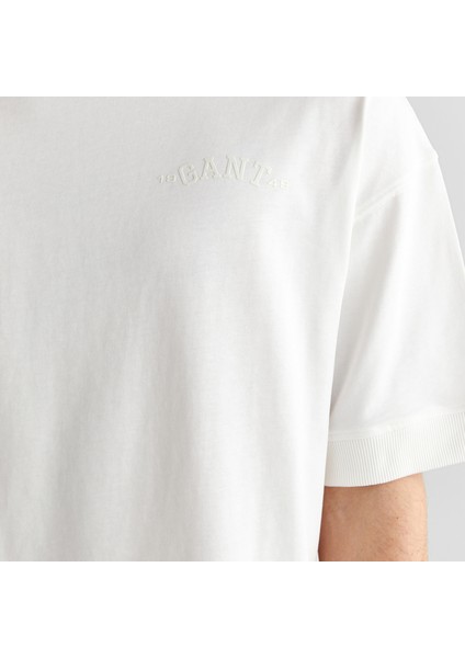 Erkek Krem Orijinal Fit Bisiklet Yaka Logolu T-Shirt indirimleri