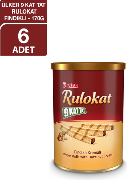 Rulokat Fındıklı 9 Kat Tatlı Kremalı Çikolata 170 gr 6'lı Set Lezzetli Atıştırmalık