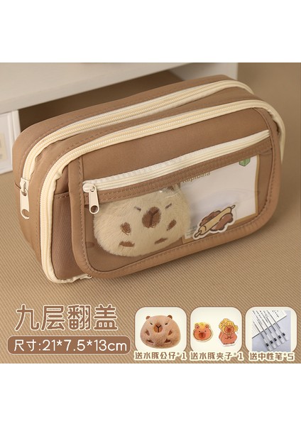 Kapi Bara Kalem Kutusu Büyük Kapasiteli Kalem Kutusu Çok Fonksiyonlu Kırtasiye Kutusu Dokuz Katmanlı Kalem Kutusu (Yurt Dışından)