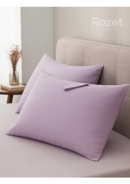 Mor Yastık Kılıfı Pamuk Kumaş Kapaklı (2 Adet) 50 x 70 cm