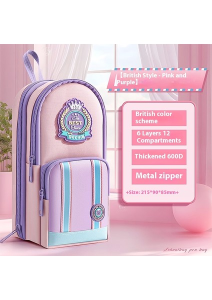 Küçük Okul Çantası Tarzı Kalem Çantası Büyük Kapasiteli Kırtasiye Çantası (Yurt Dışından)