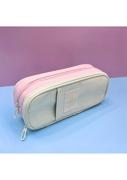 Iki Renkli Kalem Kılıfı Öğrenci Büyük Kapasiteli Kalem Kutusu (Yurt Dışından)