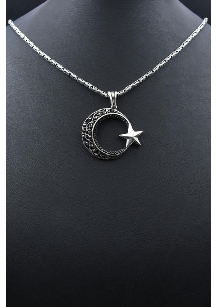 Ay Yıldızlı - Ay Yıldız 925 Ayar Gümüş Kolye Kral Zincir 2mm 902166 fırsatları