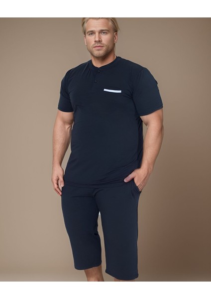 Erkek Battal Modal Patlı Kısakol Kapri Takım