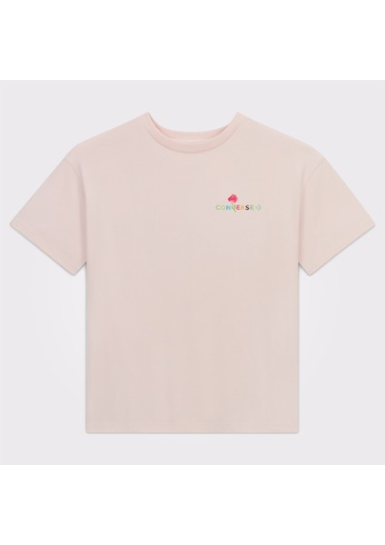 Oversized Fit Kadın Baskılı Pembe T-Shirt