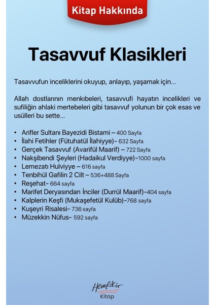 Tasavvuf Klasikleri 11 Kitap fiyatları