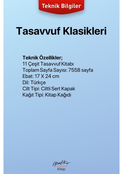 Tasavvuf Klasikleri 11 Kitap modelleri