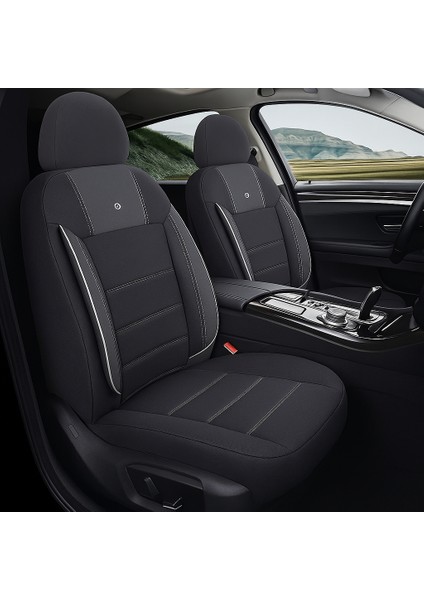Volkswagen Polo Araçlara Uyumlu Oto Koltuk Kılıfı Seti - Violet Serisi Siyah/beyaz