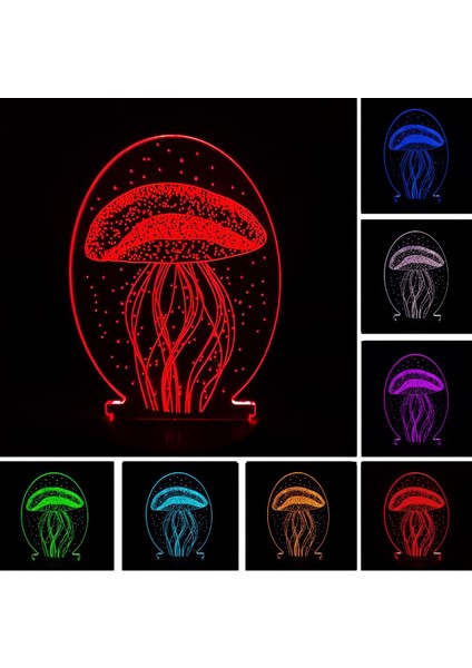 3D Dokunmatik LED Gece Lambası – Pilli & USB Bağlantılı Renk Değiştiren Masaüstü Deniz Anası Şekilli