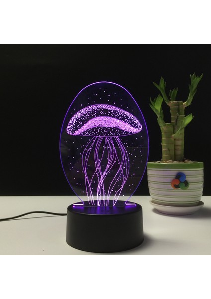 3D Dokunmatik LED Gece Lambası – Pilli & USB Bağlantılı Renk Değiştiren Masaüstü Deniz Anası Şekilli modelleri
