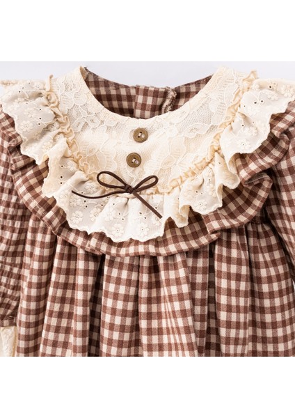 Ekose Dantel Yaka Detaylı Astarlı Elbise modelleri