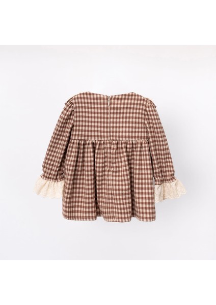 Ekose Dantel Yaka Detaylı Astarlı Elbise fırsatları