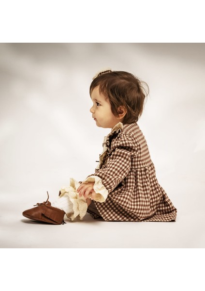 Ekose Dantel Yaka Detaylı Astarlı Elbise indirimleri