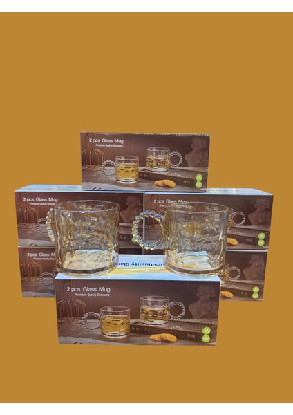 Kupa Bardak 2 Li Boncuklu Gold Camda Kabartma Desenli Aksoylar Home Avm