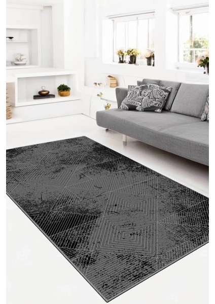 Dijital Kaymaz Yıkanabilir Modern Salon Halısı Mutfak Halısı Koridor Halısı Oval Halı Yolluk 1185 Antrasit fiyatları