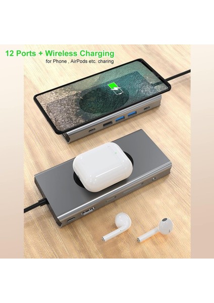 WW-9 Macbook Uyumlu Type-C To USB 3.0 4K HDMI Ethernet RJ45 VGA Sd Tf Kart Pd Aux 9 Port Çevirici Hub Adaptör