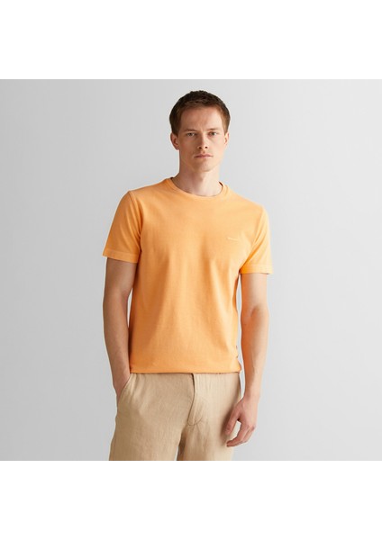 Erkek Turuncu Slim Fit Bisiklet Yaka T-Shirt