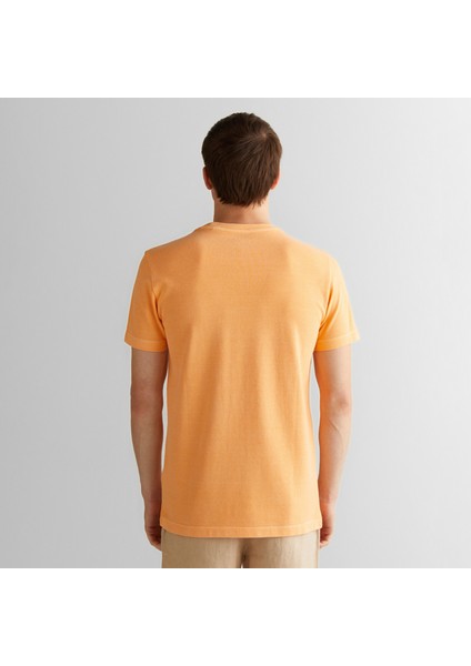Erkek Turuncu Slim Fit Bisiklet Yaka T-Shirt fiyatları