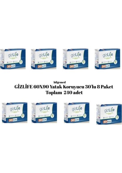 Gızlıfe Yatak Koruyucu Örtü 60X90 cm 8 Paket– 240 Adet