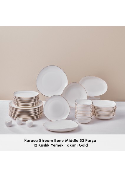 Stream Bone Middle 53 Parça 12 Kişilik Yemek Takımı Gold modelleri