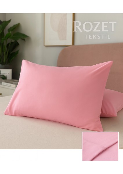 Pembe Yastık Kılıfı Pamuk Kumaş Kapaklı (2 Adet) 50 x 70 cm