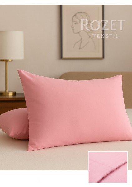 Pembe Yastık Kılıfı Pamuk Kumaş Kapaklı (2 Adet) 50 x 70 cm modelleri
