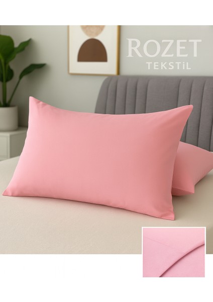 Pembe Yastık Kılıfı Pamuk Kumaş Kapaklı (2 Adet) 50 x 70 cm fırsatları