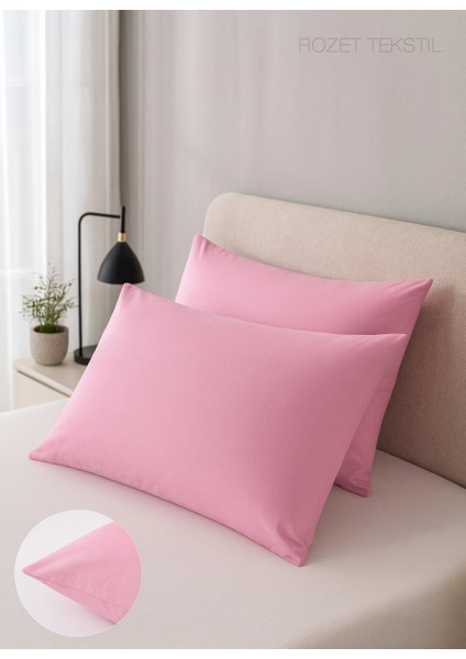 Pembe Yastık Kılıfı Pamuk Kumaş Kapaklı (2 Adet) 50 x 70 cm indirimleri