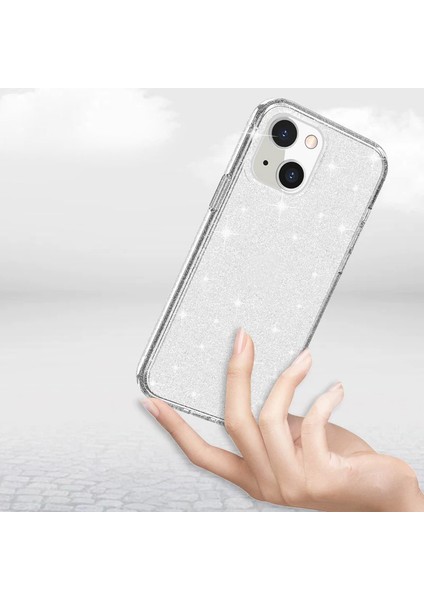 iPhone 14 Kılıf Parlayan Simli Şeffaf Nvg Redos Kapak - Şeffaf modelleri