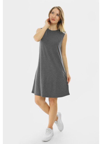 Kolsuz Basic Penye Mini Elbise 2028 - Penye Tunik