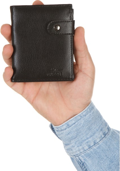 Erkek Deri Bozuk Para Hazneli Kartlık Cüzdan (10X12CM) newpolo179 – Siyah