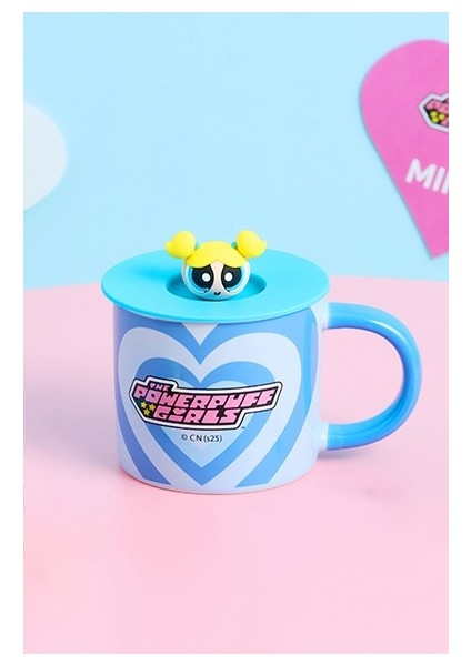 Powerpuff Girls Koleksiyonu Kapaklı Seramik Bardak 340ML - Bubbles